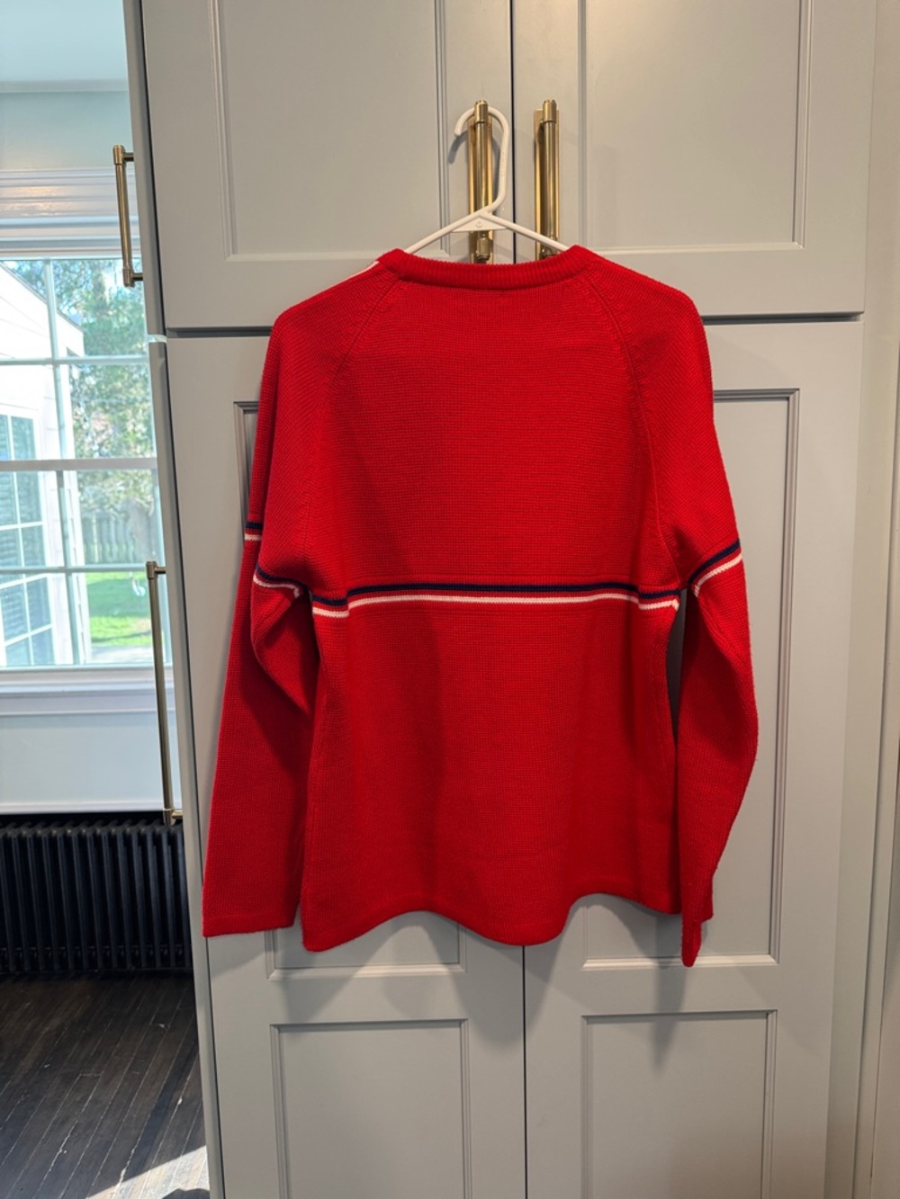 Vintage Meister-Red Striped Knit Sweater - Acrylic XL